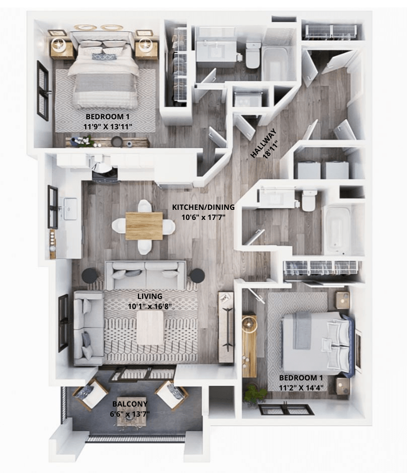 Unit Type B1 - 2 Bed 2 Bath Unit Type B1 - 2 Bed 2 Bath